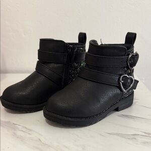Sugar Black Kids Boots with Sparkle and Heart Accents